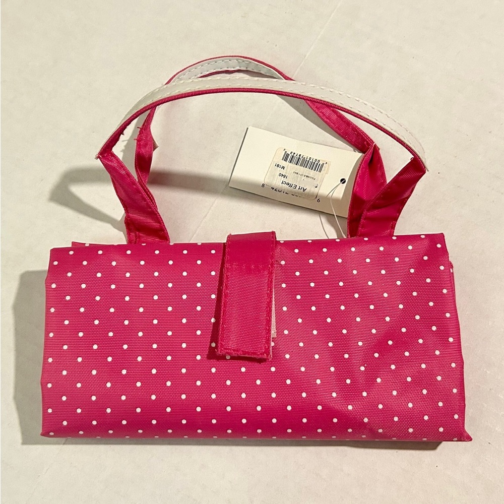 Murval Foldable City Bag Tote in Pink & White Polka Dots Portable Packable Bag